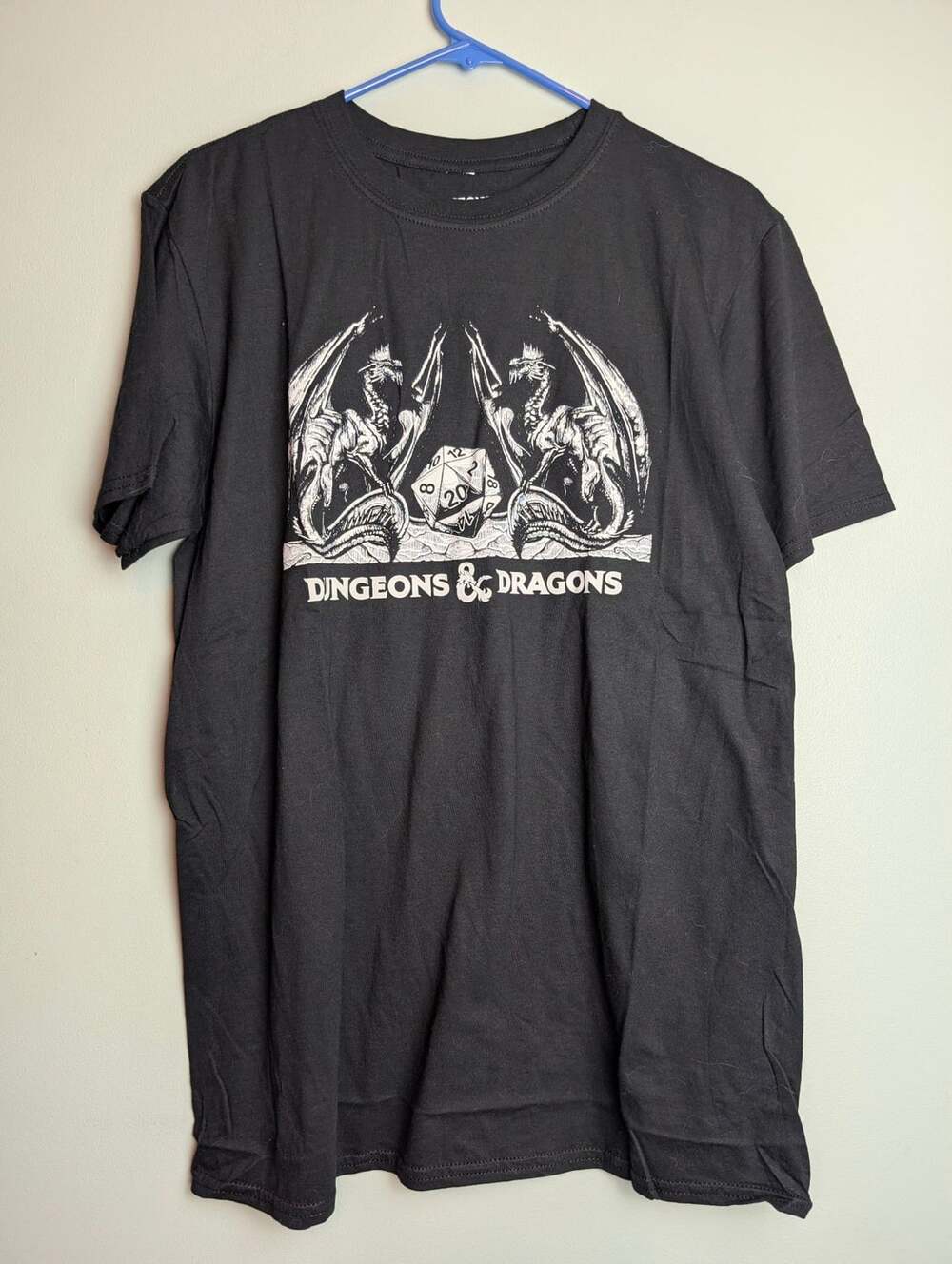 Gaming Fantasy Dungeons & Dragons Graphic T-Shirt Black Dragon D20 Dice